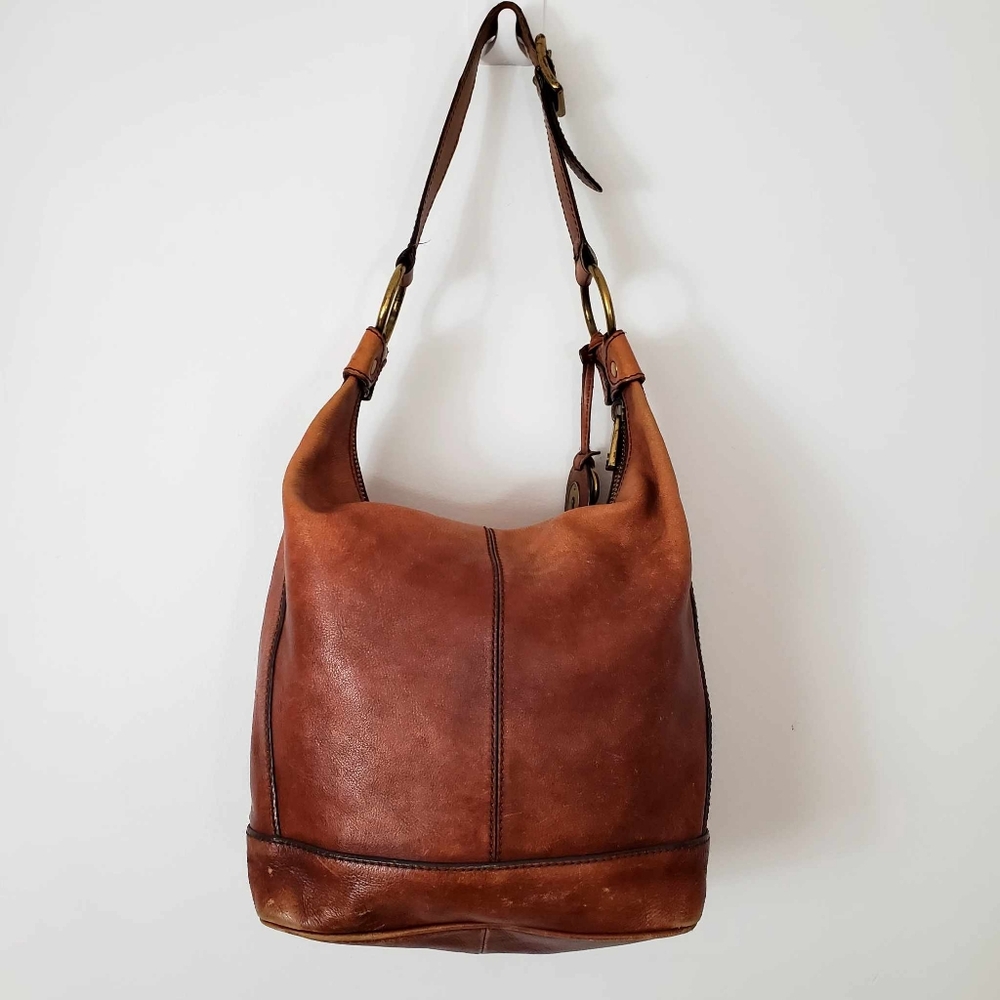 Vinrage Fossil Maddox Bucket Bag Brown Leather Slouch Shoulder Bag - Picture 4 of 17